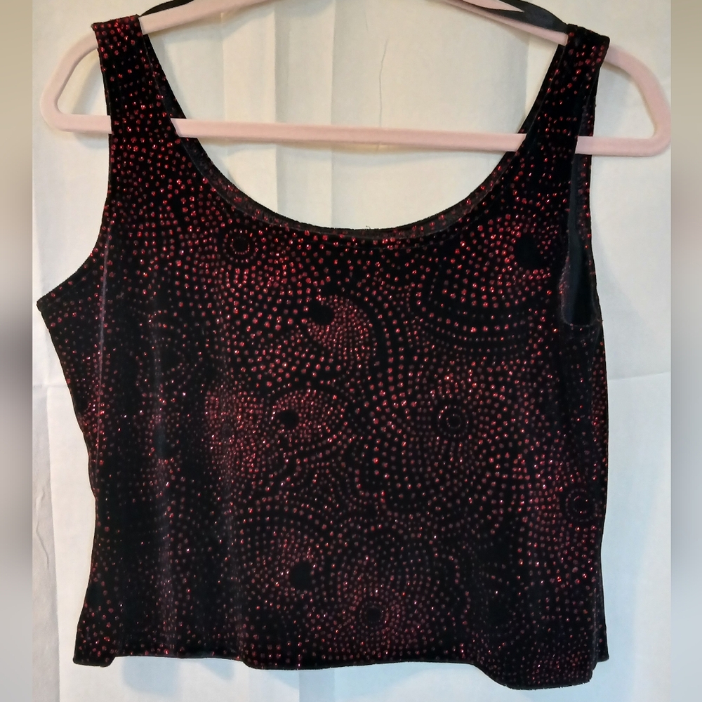 Vintage R&K Black and Red Patterned Tank Top